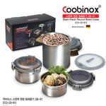 Coobinox® Stainless Steel Presser Airtight Container 3-Piece Set (CO-33-61) - Slim Stackable Set (350ml x2 & 800ml x1) with Inner Presser